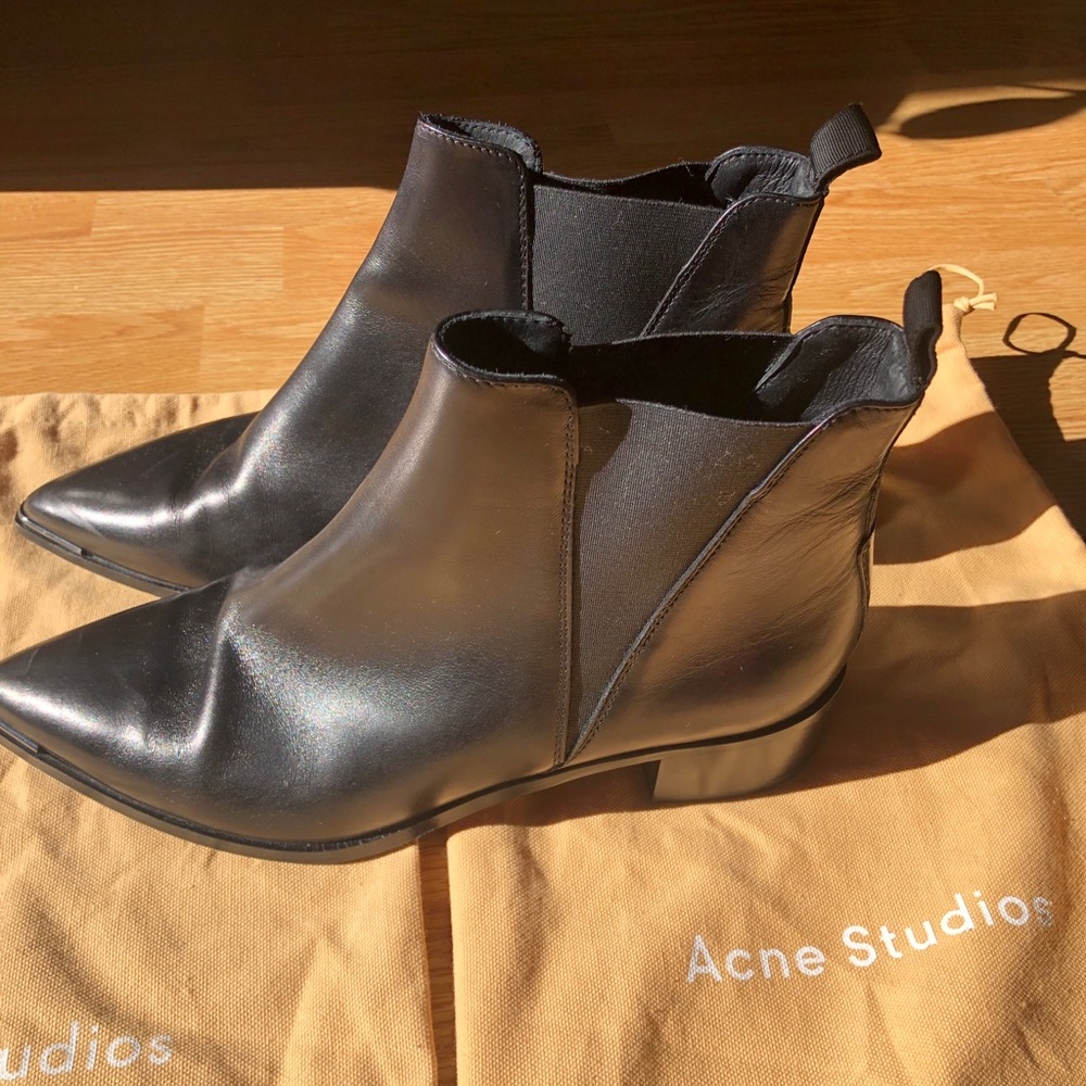 Black Jensen Acne Boots metal pointed toe cowboy